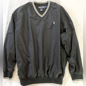 Polo Golf Vintage Black Oversized VNeck Pullover Jacket Windbreaker Men’s Size S